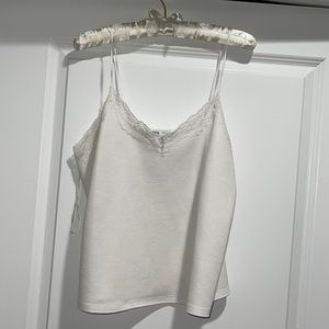 White Zara Tank Top with Lace Detail